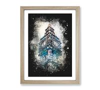 Big Ben London Paint Splash Modern Framed Print | A3 Oak Framed Wall Art | Ready to Hang | Modern Nature Picture | Living Room Bedroom Lounge Office