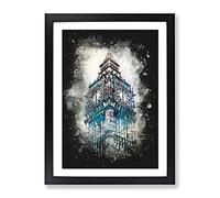 Big Ben London Paint Splash Modern Framed Print | A4 Black Framed Wall Art | Ready to Hang | Modern Nature Picture | Living Room Bedroom Lounge Office