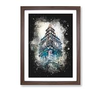 Big Ben London Paint Splash Modern Framed Print | A4 Walnut Framed Wall Art | Ready to Hang | Modern Nature Picture | Living Room Bedroom Lounge Office