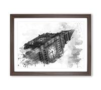 Big Ben London Vol.2 V4 Modern Framed Wall Art Print, Ready to Hang Picture for Living Room Bedroom Home Office Décor, Walnut A2 (64 x 46 cm)