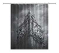 Big Ben London White And Black Bathroom Shower Curtain Waterproof Bath Liner with Hooks And Grommets Home Decor