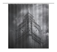 Big Ben London White And Black Bathroom Shower Curtain Waterproof Bath Liner with Hooks And Grommets Home Decor