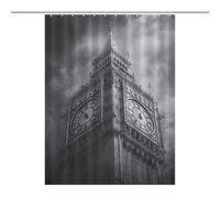 Big Ben London White And Black Bathroom Shower Curtain Waterproof Bath Liner with Hooks And Grommets Home Decor