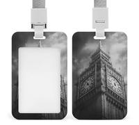 Big Ben London White and Black ID Badge Holder Name Card Holders Photocard Case with Lanyard for Teacher Nurse Office