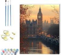 Big Ben Paint by Numbers for Adults with Frame, Paint by Numbers on Canvas London, DIY Oil Painting Arts and Crafts Kit with Brushes, Hobbies for Adults Women, Home Wall Decor Gifts 50x70cm E-8527