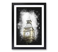 Big Ben Paint Splash Framed Print | A2 Black Framed Wall Art | Ready to Hang | Modern Nature Picture | Living Room Bedroom Lounge Office