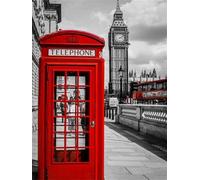 Big Ben Red Telephone Box DIY Painting by Numbers for Adults, Paint by Number Kit On Canvas for Beginners, New Painters, Gift Package 40X50Cm