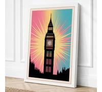 Big Ben Rising Light Retro Canvas Wall Art Print 36x24 Inch (91 x 61 cm)