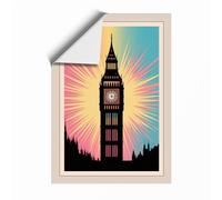 Big Ben Rising Light Retro Unframed Wall Art Print A3 (42×29.7cm), Wall Decor for Living Room, Bedroom, Office & Home, Art Gift