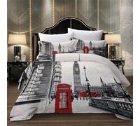 Big Ben Telephone Box Single Duvet Cover Set 3D Printed Paris City Bedding Set 3 Piece Soft Microfibre Quilt Cover 135x200 cm and 2 Pillowcases 50x75 cm with Zipper 976C