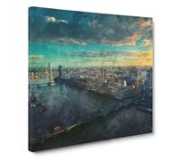 Big Ben & The London Skyline Canvas Print | Gallery Wrapped 30mm Frame Wall Art | 20x20 inches | Ready to Hang | Modern Cityscape Picture | Living Room Bedroom Lounge Office