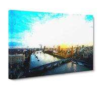 Big Ben & The London Skyline Canvas Print | Gallery Wrapped 30mm Frame Wall Art | 30x20 inches | Ready to Hang | Modern Cityscape Picture | Living Room Bedroom Lounge Office