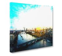 Big Ben & The London Skyline Modern Canvas Wall Art Print Ready to Hang, Framed Picture for Living Room Bedroom Home Office Décor, 14x14 Inch (35x35 cm)