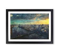 Big Ben & The London Skyline Painting Framed Print | A2 Black Framed Wall Art | Ready to Hang | Modern Cityscape Picture | Living Room Bedroom Lounge Office