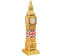 Big Ben Tower Model with UK Flag, 24 cm Clock Tower Statue, London Landmark Ornament, Desktop Decor (Gold)