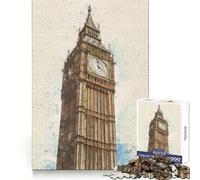 Big Ben Tower Sketch Jigsaw Puzzles 1000 Pieces for Teenagers Improve Memory Peaceful Fun Laser Cut Heartfelt Gift (50x75cm)