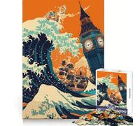 Big Ben Wave for Adults 1000 Piece Jigsaw Puzzle Brain Strength Cozy Pastime Firm Interlock Thoughtful Gift (38x26cm)