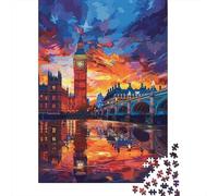 Big Ben Westminster Bridge 1000 Piece Jigsaw Puzzle Jigsaw Puzzle for Adults Sunset Sky Reflection Relaxation Home Decor Gift 70x50cm/1000pcs