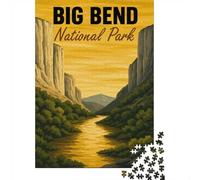 Big Bend National Park Illustration 1000-Piece Puzzle for Adults, 70x50cm/1000pcs, White Cardboard with Reduced Dust; An Unhurried Indoor Weekend Activity