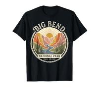 Big Bend National Park Texas Retro Canyon Sunset River Badge T-Shirt
