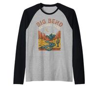Big Bend National Park Texas Retro Night Desert Canyon Scene Raglan Baseball Tee