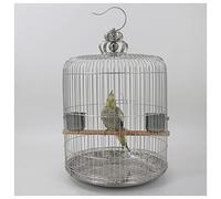 Big Bird Cage Stainless Steel Bird Cage Round Hangable Pet Cup for Canary Parrot Black Phoenix Peony Budgerigar Cage Parakeet Cage