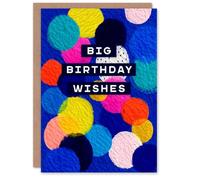 Big Birthday Wishes Card Colourful Abstract Dots Birthday Card Blank Inside
