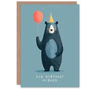 Big Birthday Wishes Party Bear Birthday Card Blank Inside