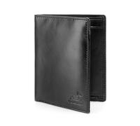 Big Black Leather Wallet Made from Real Leather 13.5 x 10.4 x 1.8 cm RFID Blocking #VO18