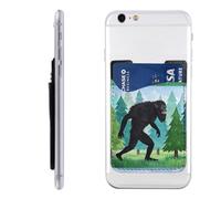 Big black savage monster and green pine tree Phone Wallet, Stick On Card Holder for Back of Phone Case - Leather Cell Phone Card Wallet Sleeve Adhesive Phone Pocket - Compatible with Most Cell Phones