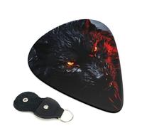 Big Black Wolf With Red Eyes 6 Pack Guitar Picks With Holder, Personalized Guitar Plectrums Non-Slip Portable Ukulele Bass Picks 0.96mm For Acoustic Guitar Lovers Gifts