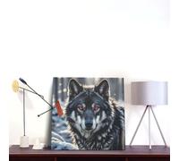 Big Black Wolf With Red Eyes Canvas Wall Art Square Bathroom Decor 12"X12" Wall Decor Pictures Farmhouse Modern Artwork Posters Prints For Bathroom Bedroom Decoration