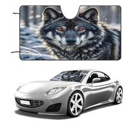Big Black Wolf with Red Eyes Car Windshield Sun Shade Thickened Automotive Glass Sunshade Foldable Sun Shade Keeps Your Vehicle Cool Universal Windshield Cover for Car Trucks SUV