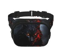 Big Black Wolf With Red Eyes Fanny Pack For Women Waterproof Adjustable Belt Bags Waist Pack Fashion Casual Crossbody Bags Bum Bag For Running Workout Hiking Traveling, Black, One Size
