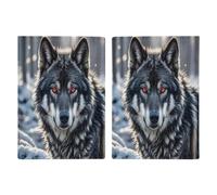 Big Black Wolf with Red Eyes Passport Holder Passport Wallet PU Leather Passports Protective Cover Slim Travel Accessories