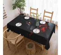 Big black wolf with red eyes Rectangle Table Cloth, Waterproof Heavy Duty Tablecloths, Spill-Proof Tablecloth Washable Table Cover for Dining Camping Indoor Outdoor Table Cloths 137 x 183 cm