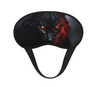 Big Black Wolf with Red Eyes Sleep Mask for Women Girls Men Soft Comfortable Eye Mask with Adjustable Strap Blackout Eye Sleep Shade Cover for Travel Yoga Nap Shift Work