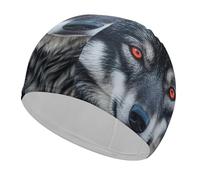 Big Black Wolf with Red Eyes Swim Cap for Women Men Swimming Hat Bath Waterproof Pool Caps for Long Thick Curly Hair