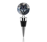Big Black Wolf with Red Eyes Wine Stoppers Reusable Wine Bottle Stopper Decorative Champagne Stoppers Silicone Beverage Bottle Sealer Keep Fresh, Leakproof Wines Saver for Bar Party Decor