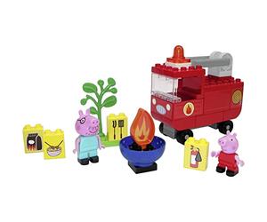 BIG-Bloxx Peppa Pig Fire Engine - Peppa's Fire Brigade, Construction Set, Big Bloxx Set Including Peppa and Dad Pig, 40 Pieces, for Children from 18 Months
