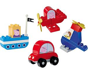 BIG-Bloxx Peppa Pig Vehicles, 4 Peppa Pig Toy Vehicles for Children from 18 Months to 5 Years, 24 Colourful Building Blocks