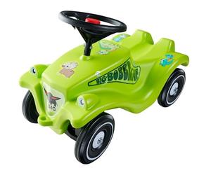 Big Bobby Car Classic Dino - Ride-On Car from 1 Year in Colourful Dino Design with Black Safety Steering Wheel and Horn, for Children from 12 Months (up to 50 kg), Green with Stickers