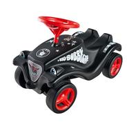 Big Bobby Car Classic Little Rocker - Ride-On Car from 1 Year in Dark Rock n' Roll Design with Red Safety Steering Wheel and Horn, for Children from 12 Months (up to 50 kg), Black with Stickers