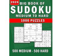 Big Book Of Sudoku: 1000 Puzzles Medium to Hard Level | Sudoku Puzzles Book for adults | Huge collection of 1000 Sudokus and solutions | Several Challenges for your Brain | Beautifull Green cover.
