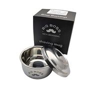 Big Boss Shaving Bowl with Lid 4 Inch Diameter Large Deep Size-Stainless Steel Mirror Smooth Finish Shave Soap Cup Mug- Rust Free (Stainless Steel)