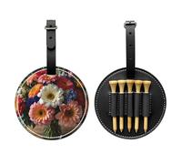 Big Bouquet of Flowers Black Printed Golf tee Storage Bag - for Men only, Durable PU Material, Easy to Carry, Enhance The Golf Experience