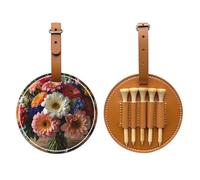 Big Bouquet of Flowers Brown Printed Golf tee Storage Bag - for Men only, Durable PU Material, Easy to Carry, Enhance The Golf Experience