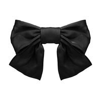 Big Bow Hair Clips, Soft Satin Silky Hair Bows Solid Color Hair Clips, Big Bow Hair Clips, Barrettes Big Bowknot Butterfly Chiffon Spring Hairpins French Style for Women Lady Girls (Black, One Size)
