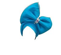 Big Bowknot Turban Caps for Women Rhinestone Headpiece African Headtie Nigerian Party Head Wraps Sky Blue