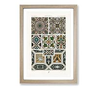 Big Box Art 16th Century Floral Pattern by Albert Racinet Framed Wall Art Picture Print Ready to Hang, Oak A2 (62 x 45 cm)